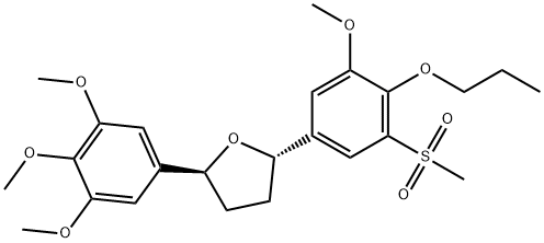 Furan, tetrahydro-2-[3-methoxy-5-(methylsulfonyl)-4-propoxyphenyl]-5-(3,4,5-trimethoxyphenyl)-, (2S-trans)- (9CI) 化学構造式