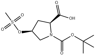 N-BOC-顺式-4-甲磺酰基-L-脯氨酸,1167989-56-1,结构式