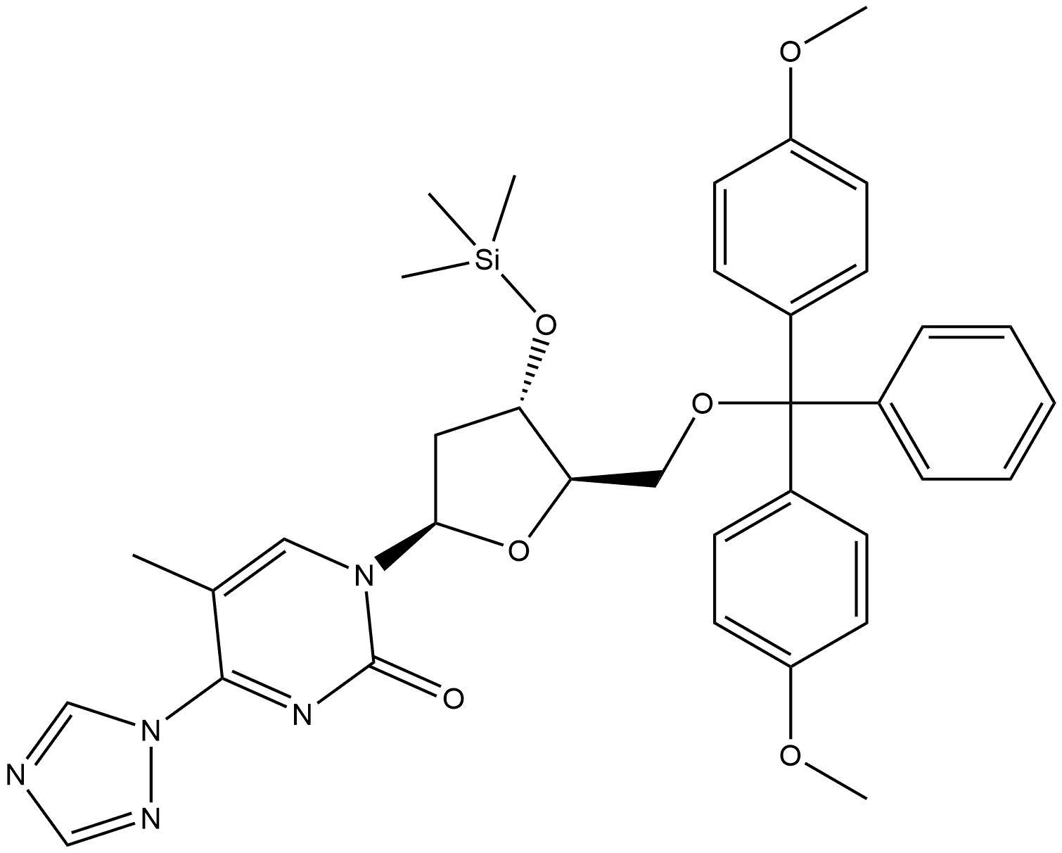 2(1H)-Pyrimidinone, 1-[5-O-[bis(4-methoxyphenyl)phenylmethyl]-2-deoxy-3-O-(trimethylsilyl)-β-D-erythro-pentofuranosyl]-5-methyl-4-(1H-1,2,4-triazol-1-yl)-