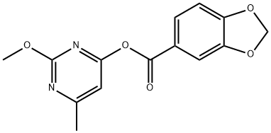 1,3-Benzodioxole-5-carboxylic acid, 2-methoxy-6-methyl-4-pyrimidinyl ester Structure