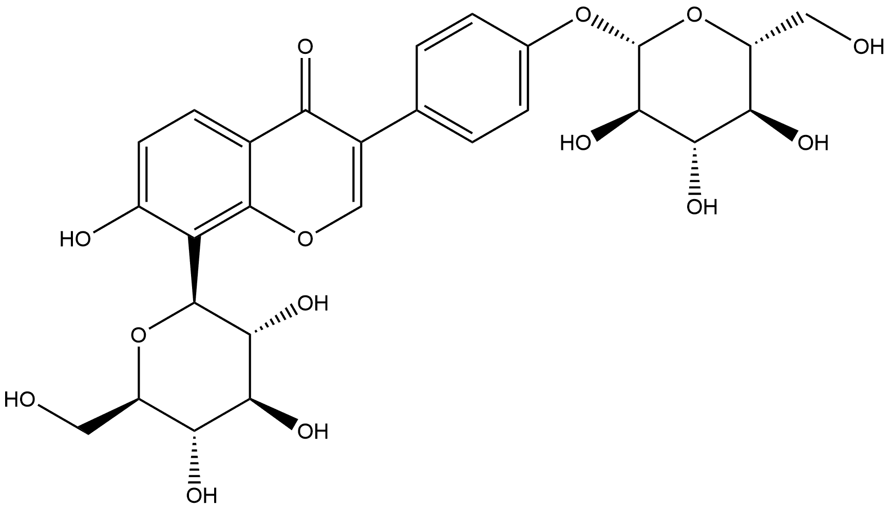 プエラリン4′-O-グルコシド 化学構造式