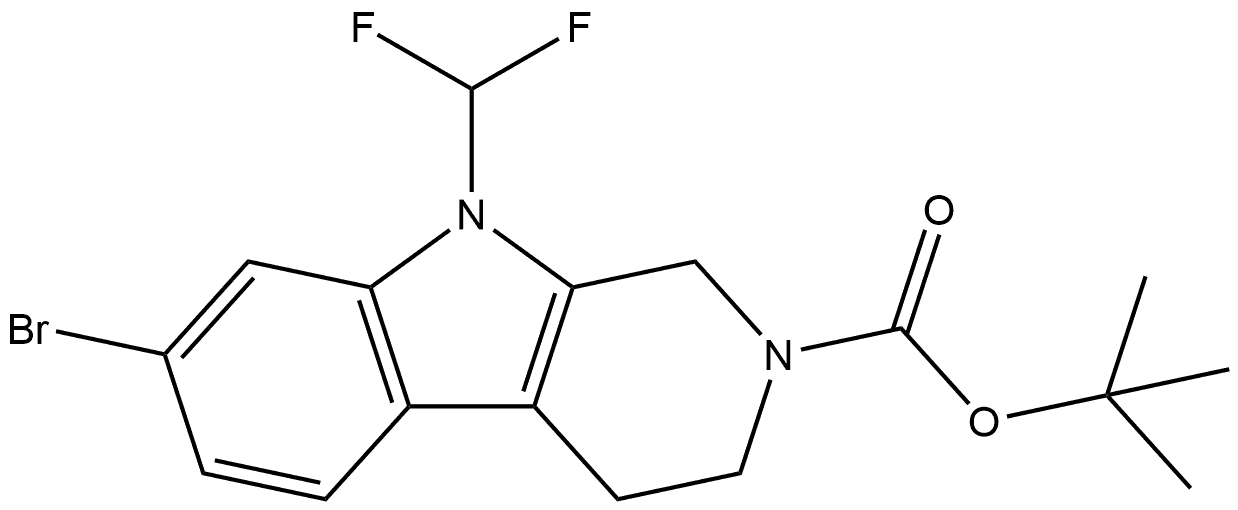 tert-butyl 7-bromo-9-(difluoromethyl)-1,3,4,9-tetrahydro-2H-pyrido[3,4-b]indole-2-carboxylate Structure