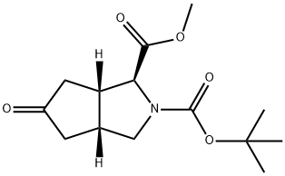Cyclopenta[c]pyrrole-1,2(1H)-dicarboxylic acid, hexahydro-5-oxo-, 2-(1,1-dimethylethyl) 1-methyl ester, (1S,3aR,6aS)- 结构式