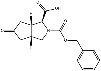Cyclopenta[c]pyrrole-1,2(1H)-dicarboxylic acid, hexahydro-5-oxo-, 2-(phenylmethyl) ester, (1S,3aR,6aS)- Structure