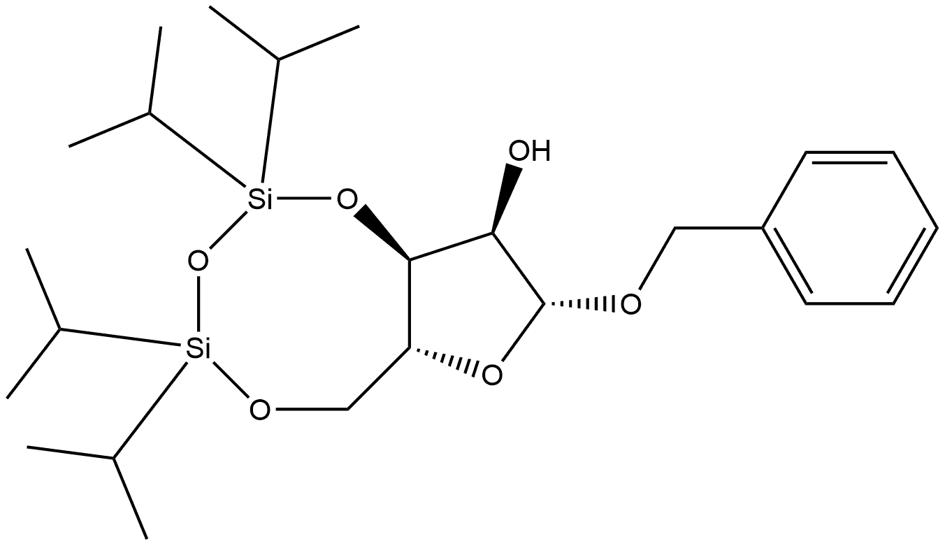 β-D-Ribofuranoside, phenylmethyl 3,5-O-[1,1,3,3-tetrakis(1-methylethyl)-1,3-disiloxanediyl]- Structure