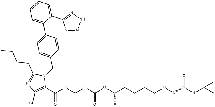 1H-Imidazole-5-carboxylic acid, 2-butyl-4-chloro-1-[[2'-(2H-tetrazol-5-yl)[1,1'-biphenyl]-4-yl]methyl]-, (5S)-1,5,13,14,14-pentamethyl-12-oxido-3-oxo-2,4,10-trioxa-11,12,13-triazapentadec-11-en-1-yl ester Structure
