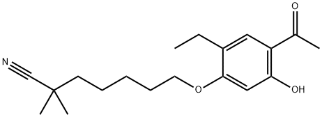 7-(4-ACETYL-2-ETHYL-5-HYDROXYPHENOXY)-2,2-DIMETHYLHEPTANENITRILE, 117690-81-0, 结构式