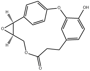 (2S,4R)-13-ヒドロキシ-3,6,15-トリオキサテトラシクロ[14.2.2.110,14.02,4]ヘニコサ-10,12,14(21),16,18(1),19-ヘキサエン-7-オン 化学構造式