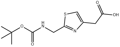 2-[2-({[(tert-butoxy)carbonyl]amino}methyl)-1,3-thiazol-4-yl]acetic acid 结构式