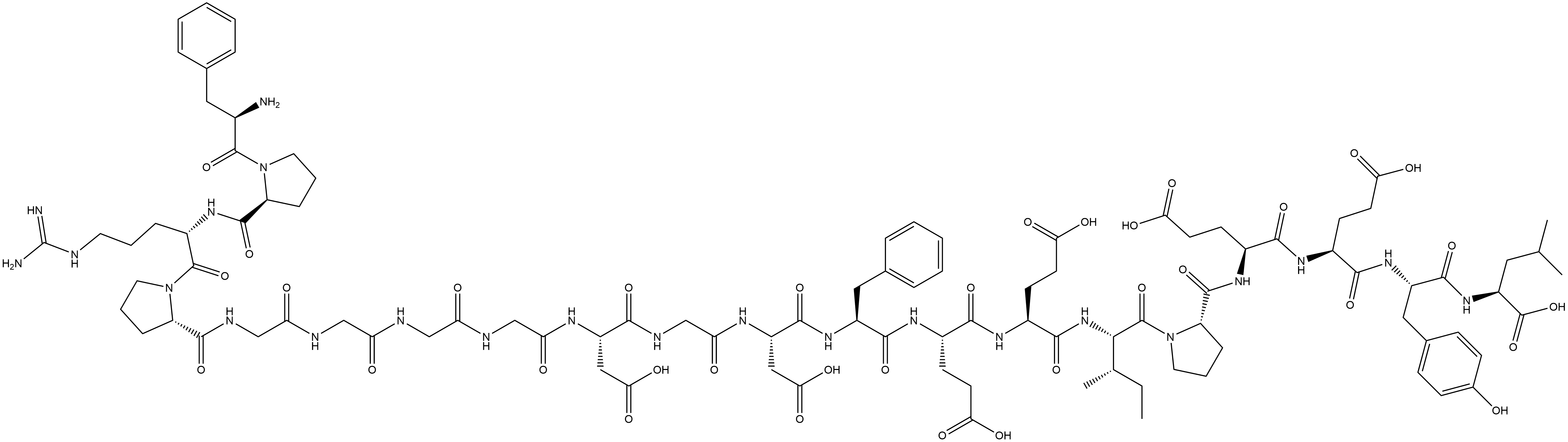 L-Leucine, D-phenylalanyl-L-prolyl-L-arginyl-L-prolylglycylglycylglycylglycyl-L-α-aspartylglycyl-L-α-aspartyl-L-phenylalanyl-L-α-glutamyl-L-α-glutamyl-L-isoleucyl-L-prolyl-L-α-glutamyl-L-α-glutamyl-L-tyrosyl- 结构式