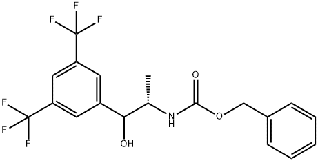 Carbamic acid, N-[(1S)-2-[3,5-bis(trifluoromethyl)phenyl]-2-hydroxy-1-methylethyl]-, phenylmethyl ester Struktur