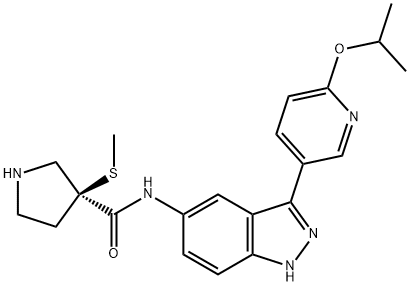 3-Pyrrolidinecarboxamide, N-[3-[6-(1-methylethoxy)-3-pyridinyl]-1H-indazol-5-yl]-3-(methylthio)-, (3S)-