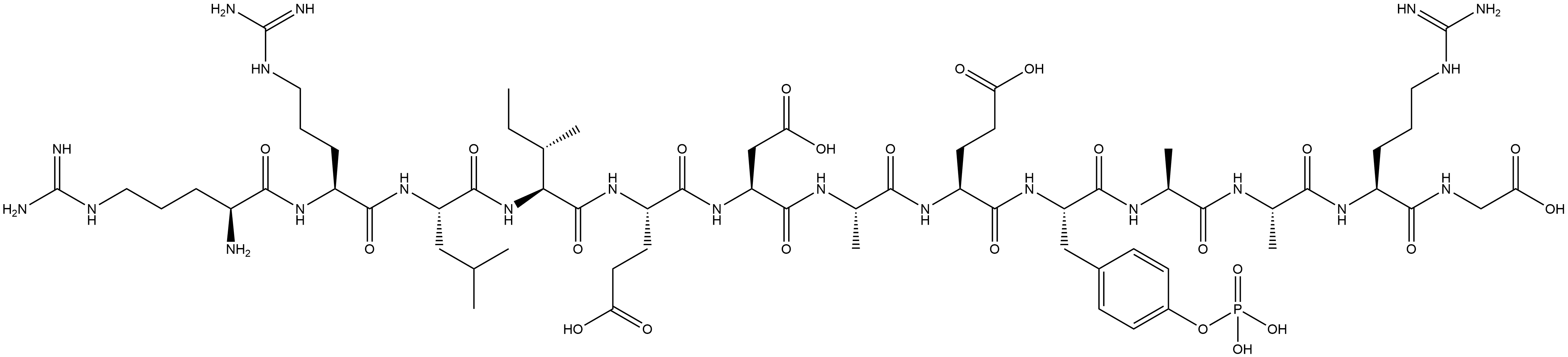 Glycine, L-arginyl-L-arginyl-L-leucyl-L-isoleucyl-L-α-glutamyl-L-α-aspartyl-L-alanyl-L-α-glutamyl-O-phosphono-L-tyrosyl-L-alanyl-L-alanyl-L-arginyl- (9CI) Structure