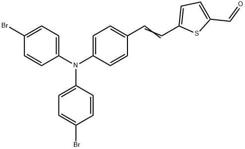 (E)-5-(4-(双(4-溴苯基)-氨基)苯乙烯基)噻吩-2-甲醛, 1190764-15-8, 结构式
