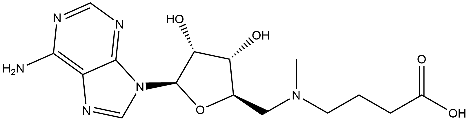 5′-[(3-Carboxypropyl)methylamino]-5′-deoxyadenosine 结构式