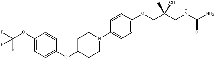 Urea, N-[(2R)-2-hydroxy-2-methyl-3-[4-[4-[4-(trifluoromethoxy)phenoxy]-1-piperidinyl]phenoxy]propyl]- Struktur
