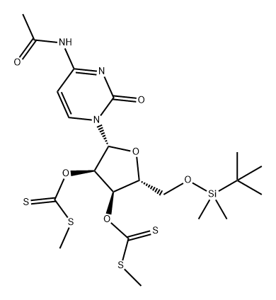 Cytidine, N-acetyl-5'-O-[(1,1-dimethylethyl)dimethylsilyl]-, 2',3'-bis(S-methyl carbonodithioate) (9CI) Struktur