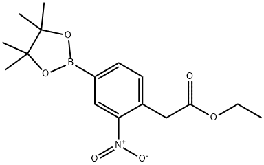Benzeneacetic acid, 2-nitro-4-(4,4,5,5-tetramethyl-1,3,2-dioxaborolan-2-yl)-, ethyl ester Structure