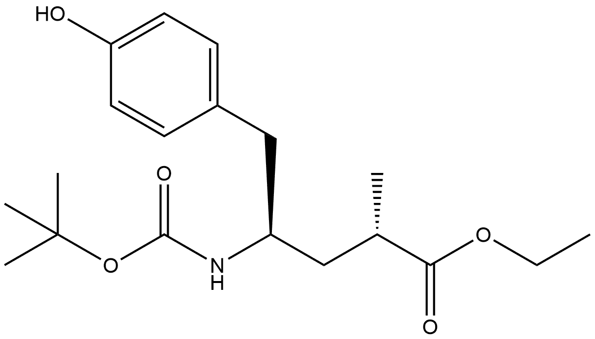 Benzenepentanoic acid, γ-[[(1,1-dimethylethoxy)carbonyl]amino]-4-hydroxy-α-methyl-, ethyl ester, (αS,γR)- Structure