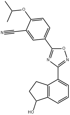Benzonitrile, 5-[3-(2,3-dihydro-1-hydroxy-1H-inden-4-yl)-1,2,4-oxadiazol-5-yl]-2-(1-methylethoxy)- Struktur
