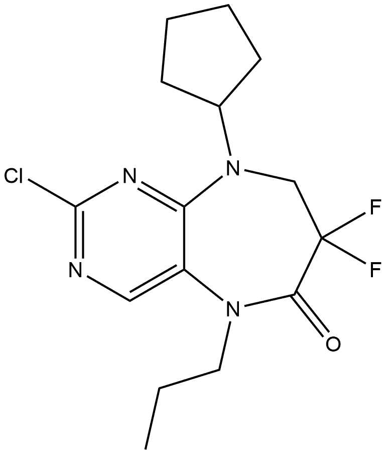 2-chloro-9-cyclopentyl-7,7-difluoro-5-propyl-5,7,8,9-tetrahydro-6H-pyrimido[4,5-b][1,4]diazepin-6-one Structure