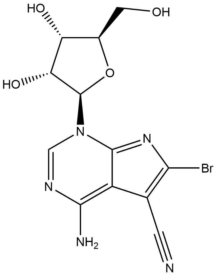4-Amino-6-bromo-5-cyano-1-(beta-D-ribofuranosyl)-7H-pyrrolo[2.3-d]pyrimidine Structure