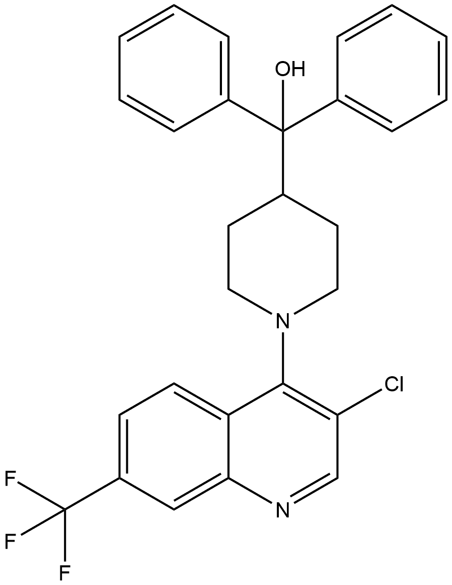 (1-(3-Chloro-7-(trifluoromethyl)quinolin-4-yl)piperidin-4-yl)diphenylmethanol Struktur