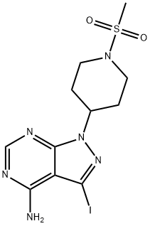 1H-Pyrazolo[3,4-d]pyrimidin-4-amine, 3-iodo-1-[1-(methylsulfonyl)-4-piperidinyl]- Structure