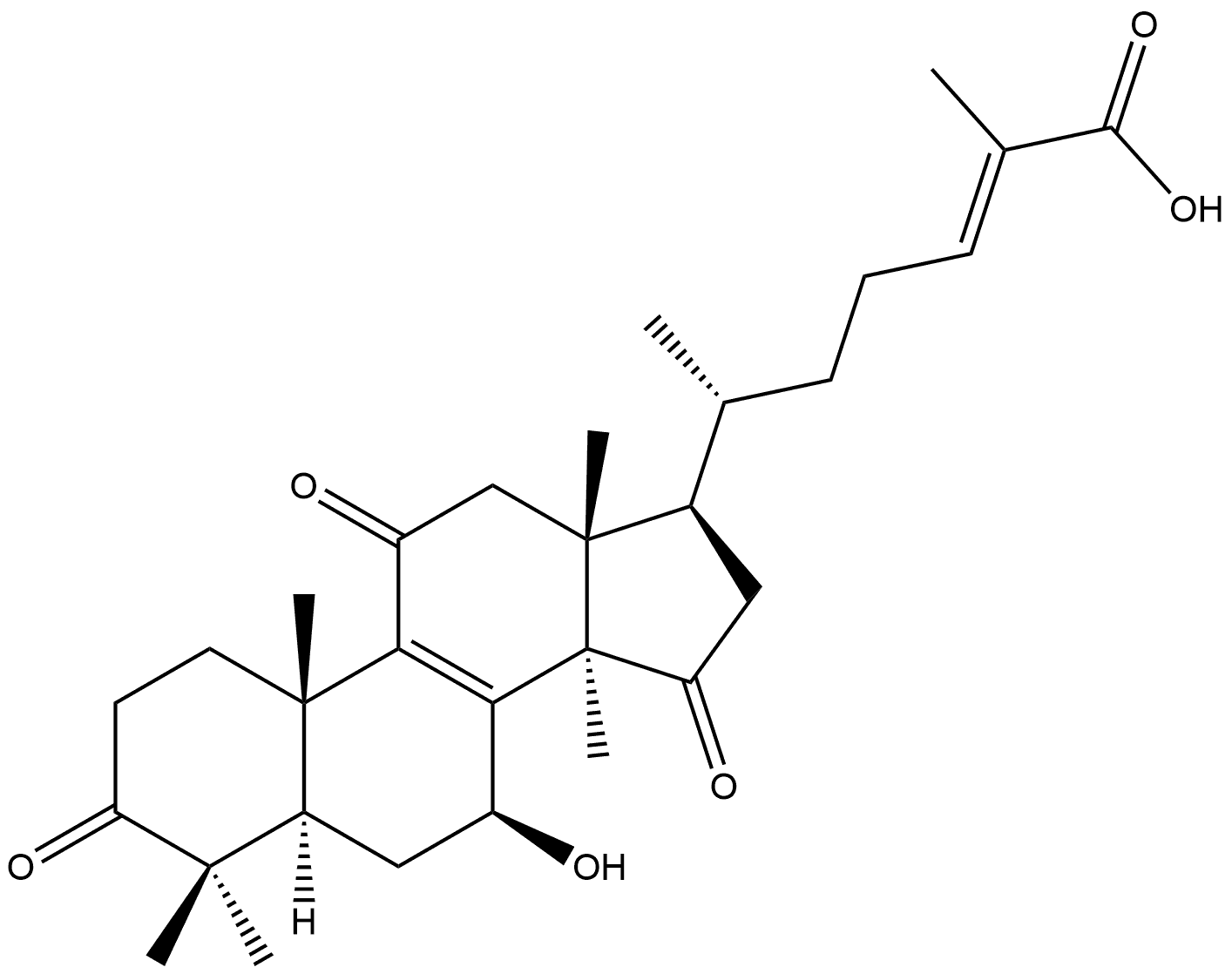 Lanosta-8,24-dien-26-oic acid, 7-hydroxy-3,11,15-trioxo-, (7β,24E)- Structure