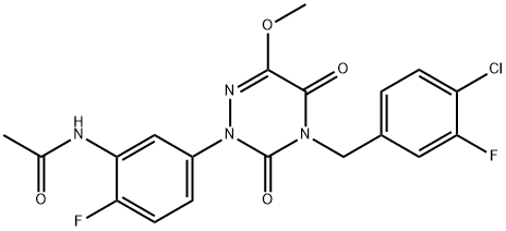 Acetamide, N-[5-[4-[(4-chloro-3-fluorophenyl)methyl]-4,5-dihydro-6-methoxy-3,5-dioxo-1,2,4-triazin-2(3H)-yl]-2-fluorophenyl]- Struktur