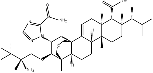 4H-1,4a-Propano-2H-phenanthro[1,2-c]pyran-7-carboxylic acid, 14-[5-(aminocarbonyl)-1H-1,2,4-triazol-1-yl]-15-[(2R)-2-amino-2,3,3-trimethylbutoxy]-8-[(1R)-1,2-dimethylpropyl]-1,6,6a,7,8,9,10,10a,10b,11,12,12a-dodecahydro-1,6a,8,10a-tetramethyl-, (1S,4aR,6aS,7R,8R,10aR,10bR,12aR,14R,15R)-|