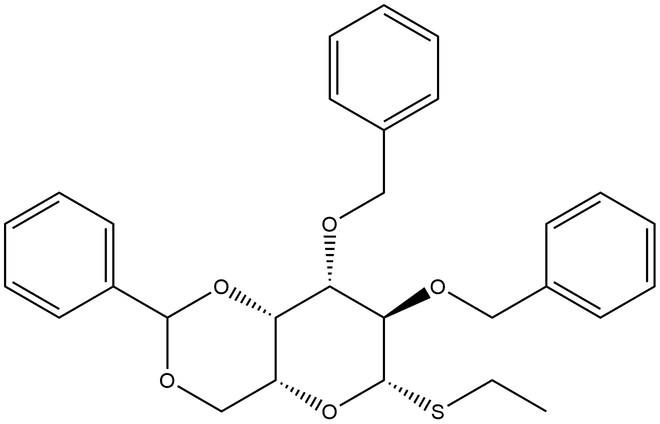 2,3-二-O-苄基-4,6-O-亚苄基-1-硫代-Β-D-吡喃半乳糖苷乙酯 结构式