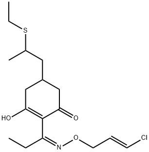 2-Cyclohexen-1-one, 2-[(1Z)-1-[[[(2E)-3-chloro-2-propen-1-yl]oxy]imino]propyl]-5-[2-(ethylthio)propyl]-3-hydroxy- Structure