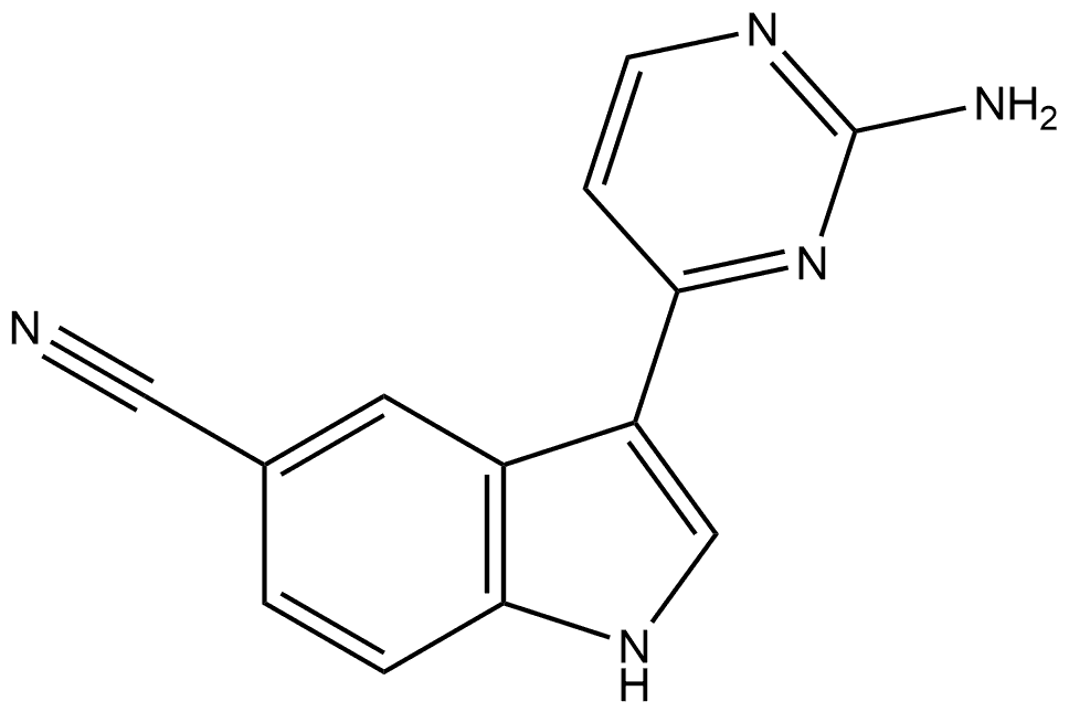 3-(2-Amino-4-pyrimidinyl)-1H-indole-5-carbonitrile 结构式