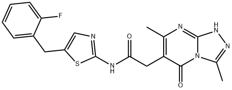 1,2,4-Triazolo[4,3-a]pyrimidine-6-acetamide, N-[5-[(2-fluorophenyl)methyl]-2-thiazolyl]-1,5-dihydro-3,7-dimethyl-5-oxo-,1214561-09-7,结构式