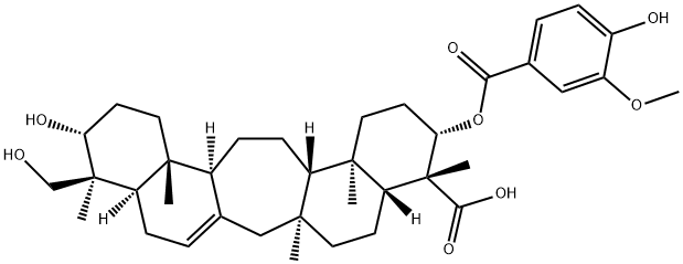 3β-Vanilloyloxy-21β,29-dihydroxyserrat-14-en-24-oic acid Struktur