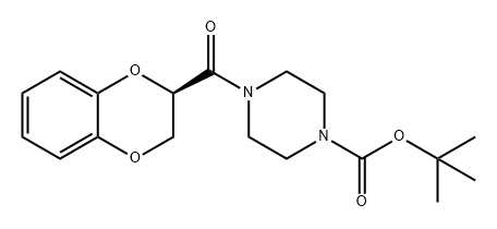 1-Piperazinecarboxylic acid, 4-[[(2R)-2,3-dihydro-1,4-benzodioxin-2-yl]carbonyl]-, 1,1-dimethylethyl ester Structure