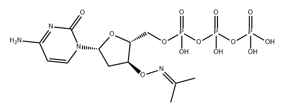 Cytidine 5'-(tetrahydrogen triphosphate), 2'-deoxy-3'-O-[(1-methylethylidene)amino]- Struktur