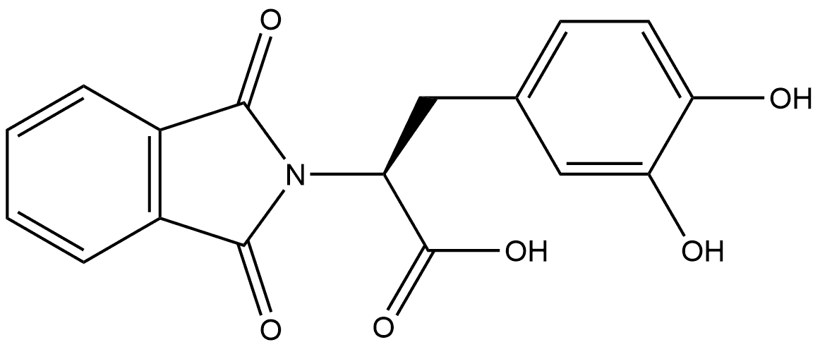 (2S)-3-(3,4-dihydroxyphenyl)-2-(1,3-dioxoisoindol-2-yl)propanoic acid 结构式