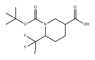 1-(叔丁氧羰基)-6-(三氟甲基)哌啶-3-羧酸 结构式