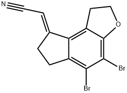 Acetonitrile, 2-(4,5-dibromo-1,2,6,7-tetrahydro-8H-indeno[5,4-b]furan-8-ylidene)-, (2E)- Structure