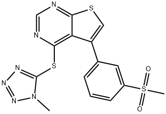 Thieno[2,3-d]pyrimidine, 5-[3-(methylsulfonyl)phenyl]-4-[(1-methyl-1H-tetrazol-5-yl)thio]- Struktur