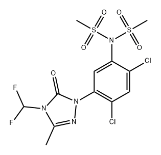 Methanesulfonamide, N-[2,4-dichloro-5-[4-(difluoromethyl)-4,5-dihydro-3-methyl-5-oxo-1H-1,2,4-triazol-1-yl]phenyl]-N-(methylsulfonyl)- Struktur