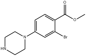 Benzoic acid, 2-bromo-4-(1-piperazinyl)-, methyl ester Structure
