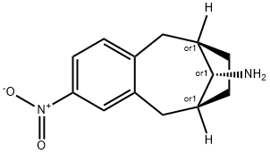 6,9-Methanobenzocycloocten-11-amine, 5,6,7,8,9,10-hexahydro-2-nitro-, (6R,9S,11S)-rel- Struktur