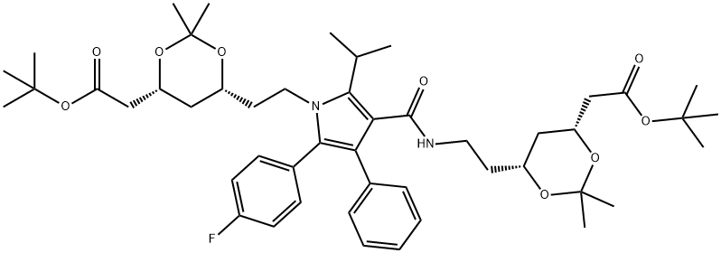 1,3-Dioxane-4-acetic acid, 6-[2-[3-[[[2-[(4R,6R)-6-[2-(1,1-dimethylethoxy)-2-oxoethyl]-2,2-dimethyl-1,3-dioxan-4-yl]ethyl]amino]carbonyl]-5-(4-fluorophenyl)-2-(1-methylethyl)-4-phenyl-1H-pyrrol-1-yl]ethyl]-2,2-dimethyl-, 1,1-dimethylethyl ester, (4R,6R)-