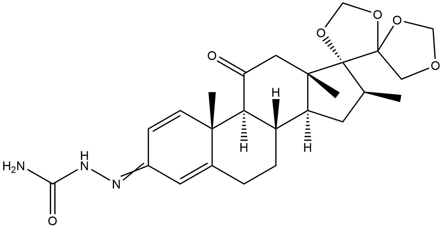 16Β-METHYL-17,20:20,21-BIS(METHYLENEDIOXY)-PREGNA-1,4-DIENE-3,11-DIONE 3-SEMICARBAZONE 结构式