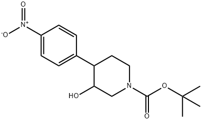 1-Piperidinecarboxylic acid, 3-hydroxy-4-(4-nitrophenyl)-, 1,1-dimethylethyl ester Struktur