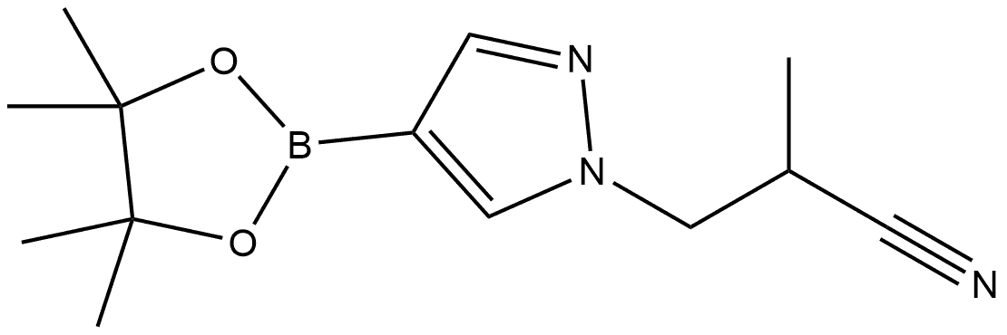 2-甲基-3-(4-(4,4,5,5-四甲基-1,3,2-二氧杂硼杂环戊烷-2-基)-1H-吡唑-1-基)丙腈, 1233526-40-3, 结构式