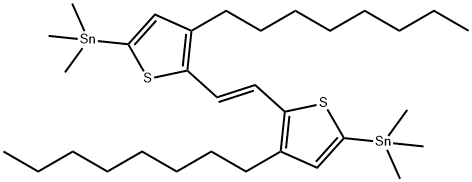 Stannane, 1,1'-[(1E)-1,2-ethenediylbis(4-octyl-5,2-thiophenediyl)]bis[1,1,1-trimethyl- Structure